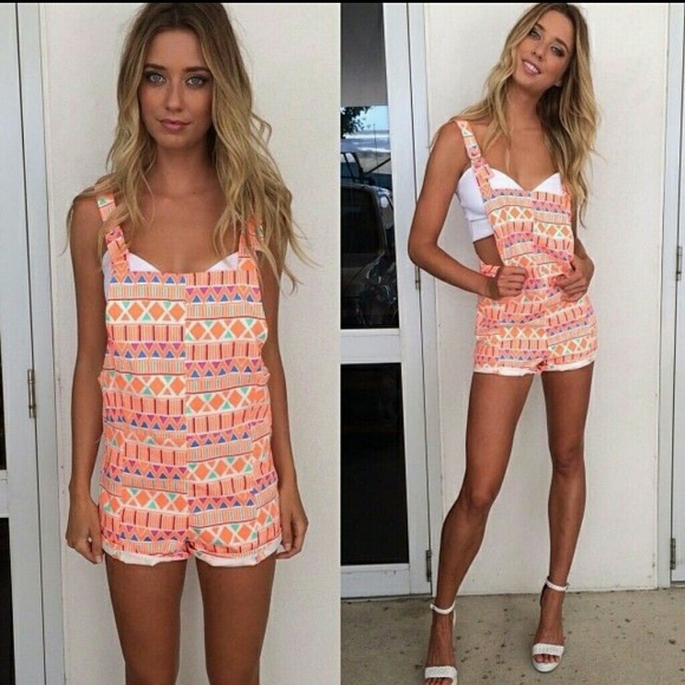 Sabo Skirt neon printed short overalls size medium